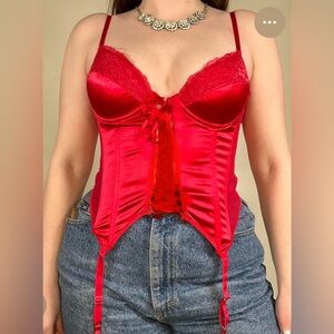 Victoria's Secret Scarlet Lace Bustier 100% Silk 34B